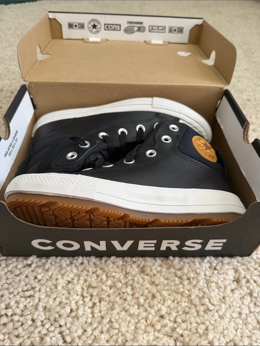 Converse Kids' Black High-Top leather sneakers